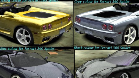 4 new colours for Ferrari 360 Spider