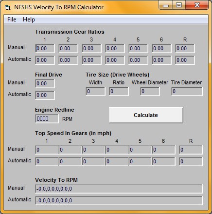 NFSHS Velocity To RPM Calculator