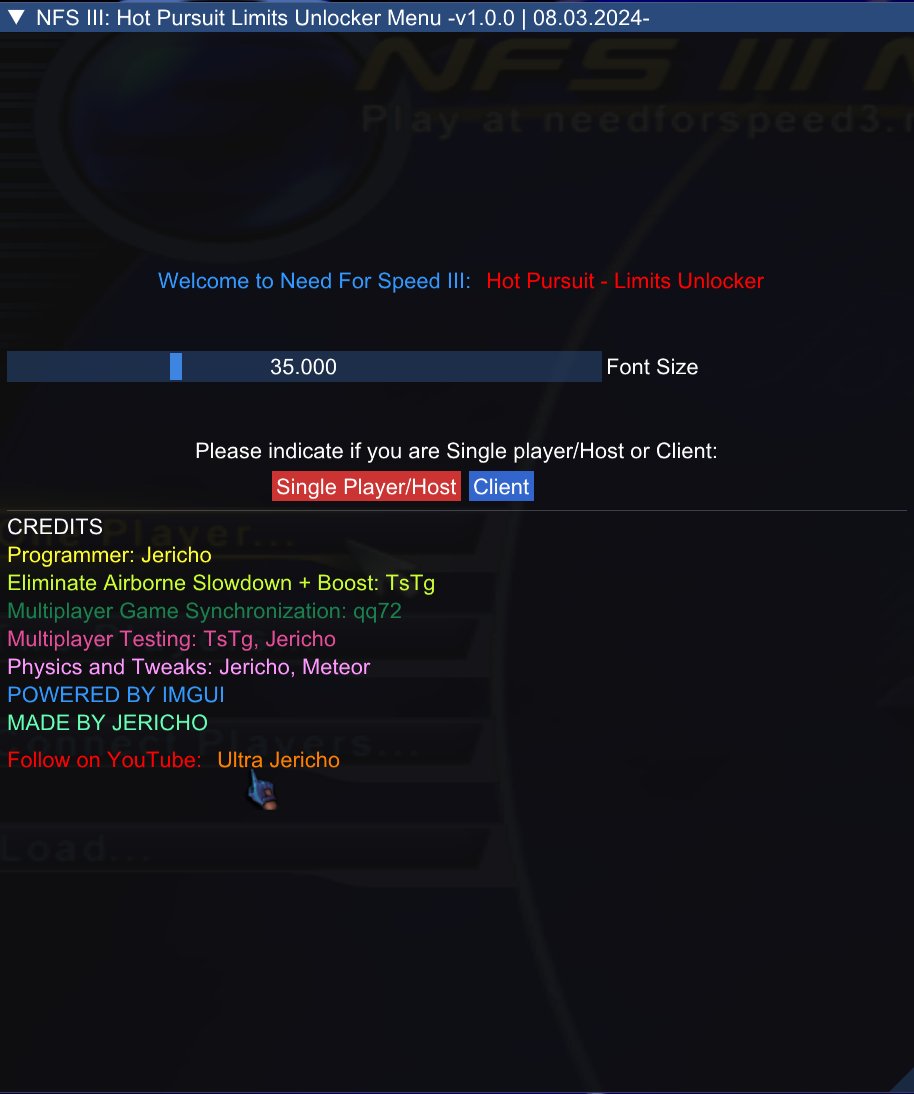 Need for Speed III: Hot Pursuit - Limits Unlocker Mod Menu