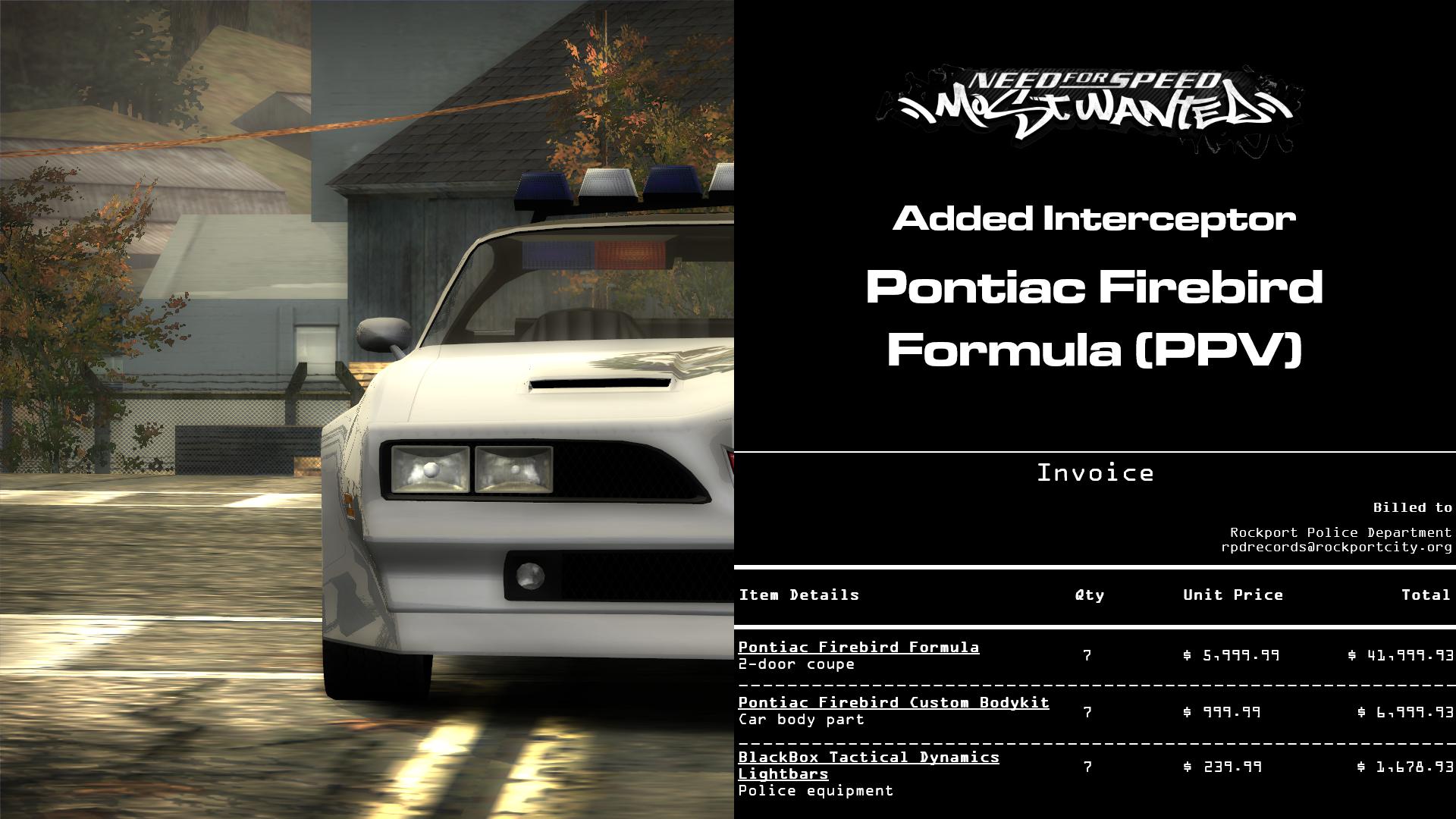 Pontiac Firebird Formula (PPV) (Addon)