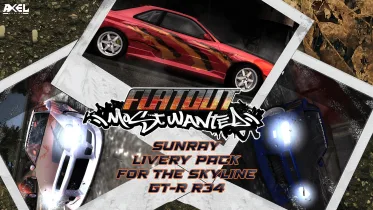 NFSMW: FlatOut Sunray default vinyl Pack for the Skyline GT-R R34 - NFS Most Wanted