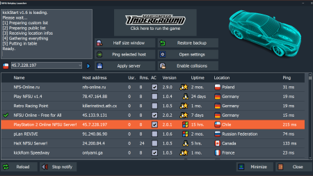 kickStart NFSU Netplay Launcher + Lap Recorder